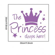 1pc The Princess Sleeps Here English And Crown Wall Sticker - For Living Room And Bedroom Wall Decal- PVC Material Self-Adhesive And Removeable Wall Stickers-Size 11.8*11.8inch - One Piece In Multiple Colors - View 8