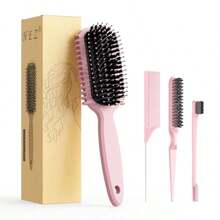 Curl Defining Brush Curly Hair Brush Slick Back Hair Brush For Combing And Shaping Curls In All Hairstyles To Reduce Pulling Pink - Hồng - Xem 8