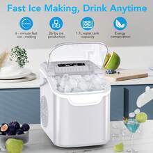 Havato Countertop Ice Maker 9 Bullet Ice Cubes In 6 Mins, 26.5lbs/24Hrs, Ice Maker Machine With Self-Cleaning, Basket And Scoop For Home Office Kitchen Bar Party, White - US A Type Plug(110-127V) - View 7