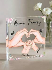 Tấm bảng vuông bằng acrylic khắc tên theo yêu cầu, hình ảnh gia đình nắm tay nhau, món quà lưu niệm độc đáo dành tặng mẹ, bố, bà, ông, quà tặng nhân Ngày của Mẹ, Ngày của Cha, sinh nhật, kỷ niệm. - Nhiều màu - Xem 6