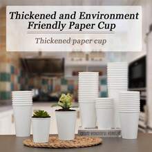 100pcs 8oz (250ml) Disposable Paper Cups, White Hot/Cold Drink Cups Suitable For Coffee, Juice Or Tea, For Office, Party, Home And Travel - White - View 5