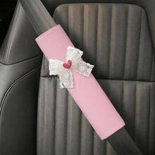 2 miếng đệm vai bằng vải lanh có nơ ren, dùng để làm mát ghế xe hơi, phụ kiện nội thất xe hơi dành cho nữ. - Nơ ren - Xem 5