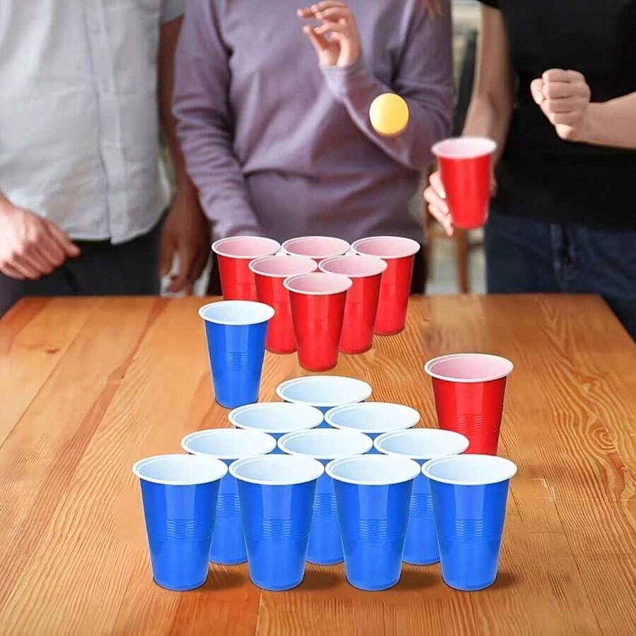 Bộ trò chơi mới gồm 24 món (6 cốc đỏ + 6 cốc xanh + 14 quả bóng bàn vàng), bộ cốc chơi bóng bàn và cốc đa năng dùng trong các bữa tiệc, rất phù hợp cho các bữa tiệc ngoài trời, tiệc sinh nhật và các trò chơi trong bữa tiệc đơn lẻ, giải trí trong các bữa tiệc và bữa tối gia đình để tăng thêm không khí, không cần nguồn điện, cốc không tiếp xúc với thực phẩm và là món quà bất ngờ. - Nhiều màu - Xem 1