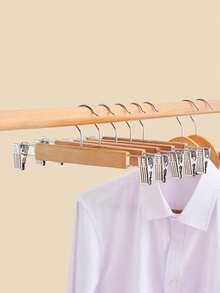 Bộ 1/3/5 móc treo quần bằng gỗ có kẹp, giá treo quần áo có móc xoay 360°, kẹp chắc chắn, phù hợp cho váy, quần jean, quần tây. - Nhiều màu - Xem 5