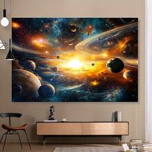 2D平面，1幅，大型星系宇宙行星系统艺术帆布画，适用于客厅、卧室、办公室和家居装饰，2D涤纶材质墙挂画 - 17 - 查看 5