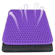 Gel Cushion, Double-Thick Gel Cushion With Non-Slip Cover, Breathable Honeycomb Design Pressure And Back Pain Relief, Suitable Home, Office Chairs,, And Wheelchairs (Size: 15.75x13.39x1 Inches) - 1 件式靠墊 - 查看 1
