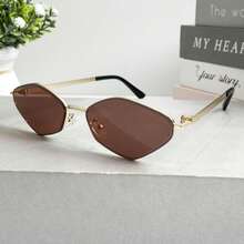 New Stylish Frameless Glasses With Cut Metal Side Beams, Unique Retro High-End Design, Suitable For Both Men And Women, Ideal For Street Photography, Fashion Shows, And Everyday Wear. - hồng - Xem 8