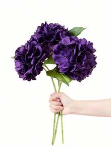 6 pièces Bouquet d'hortensias artificiels de grande taille de 20 cm, violet, fleurs de haute qualité et réalistes, diamètre de 63,5 cm, convient pour les paniers de mariage DIY, les bouquets de mariée, les fêtes d'anniversaire, la décoration extérieure de la maison, les vacances, également pour la maison, le restaurant, la chambre à coucher, les vacances, les événements du Ramadan, le jardin extérieur, la décoration de printemps, la décoration de bureau - Prune - Voir 8