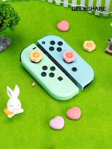 GeekShare Pink & Yellow Heart Shaped Flower Joy-Con Caps For 2 - Multicolor - View 4