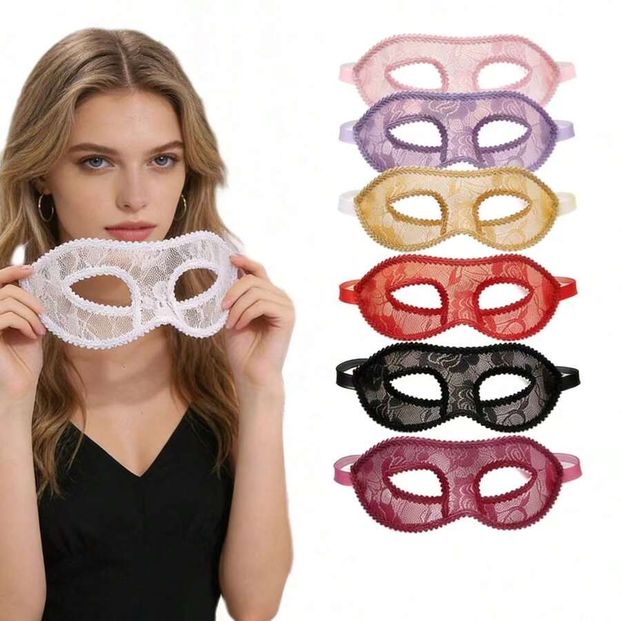 【渡船】7/3/1件装女士优雅蕾丝化妆舞会面具，适合化装舞会、万圣节、狂欢节、婚礼、派对、音乐节、母亲节等场合。 - 彩色 - 查看 1