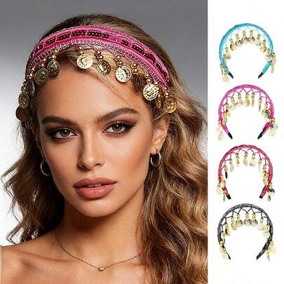 1 chiếc băng đô cho bé gái, dây đeo đầu, phụ kiện trang phục múa bụng, mũ đội đầu cho nữ, đạo cụ biểu diễn sân khấu, băng đô, vương miện.