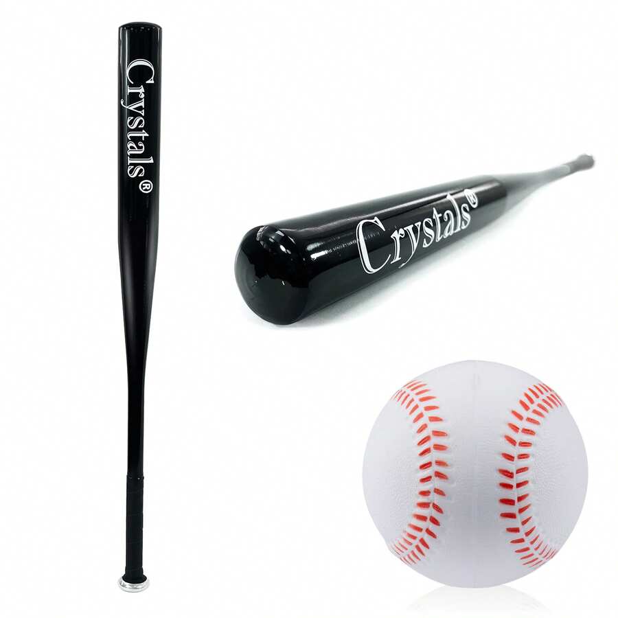 Crystals 32 Inch Heavy Duty Metal Baseball Bat Aluminum Alloy Non-Slip Grip Training Bat - Black - View 1