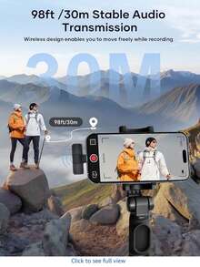 Wireless Lavalier Microphone For Smartphones, Type-C Interface, Plug And Play, 2.4G Ultra-Low Latency, Built-In Noise Reduction Chip, Suitable For Video Recording, Interviews, Podcasts, Vlogging - Black - View 9