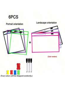 BELLKIDS 6/12 Transparent Double-Sided Erasable Dry Erase Bags With 8-Color Pens, Hanging Writing File Bags, Colored Graffiti And Painting Bags, PVC Storage Bags, Interactive Props, Perfect For Classrooms, Families, Student Stationery, And Teaching Tools. - Multicolor - View 23