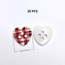 20/40/50 PCS, 1.2cm/1.25cm Round/Heart Grid Print 4-Hole Buttons, Suitable For Clothing Accessories, Dresses, Jackets, Shirts, Sweaters DIY, Dolls, Phone Cases Decoration - Checkered Print - View 13
