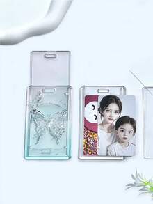 1 chiếc bao đựng thẻ hình bướm thần tiên nhỏ trong suốt dành cho sinh viên, thẻ học sinh, thẻ trường học, bao đựng thẻ dạng túi trượt, bao bảo vệ danh thiếp hình hạt đậu tình yêu. - Nhiều màu - Xem 7