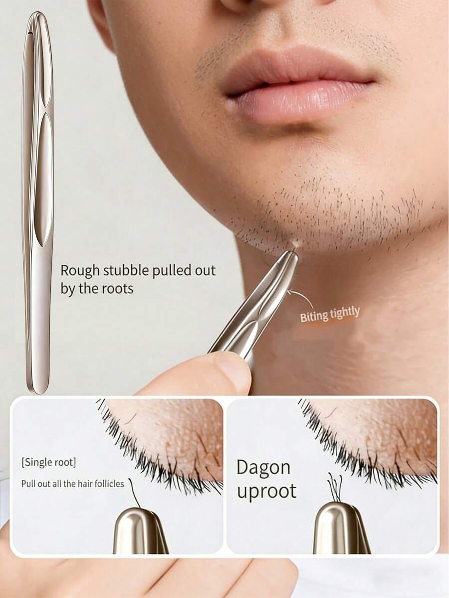 1/2pcs High Precision Gold/Silver Eyebrow & Facial Hair Trimmer Tweezers | Seamless Handle, Precise Short Hair Trimming, Easy Eyebrow, Mustache & Sideburn Shaping - Unisex Grooming Tool, Stainless Steel, Non-Electric