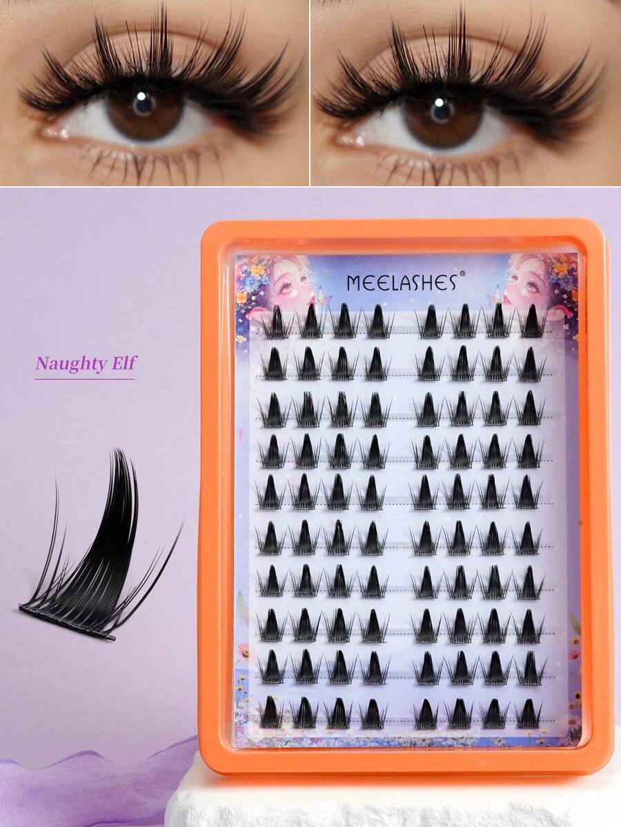 俏皮分段式假睫毛，浓密卷翘，打造戏剧性妆效，单簇装 - 查看 1