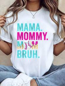 Women's-ShirtWomen's Baseball Graphic-Shirt - Casual Short-Sleeve Crew Neck, Summer And Spring Top With Baseball And Drip Design, Baseball Mom - 白色 - 查看 13