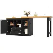 High-Quality Extendable Bar Table With 360° Swivel Function And Storage Space, Length Adjustable From 120-180cm, Suitable For Living Room, Dining Room, Home Office, Black Extendable Designer Bar Table, Black - 黑色 - 查看 8