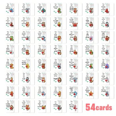 54pcs New Cartoon Positive Motivational Postcard Set, Best Seller, Simple Inspiring Text Cards