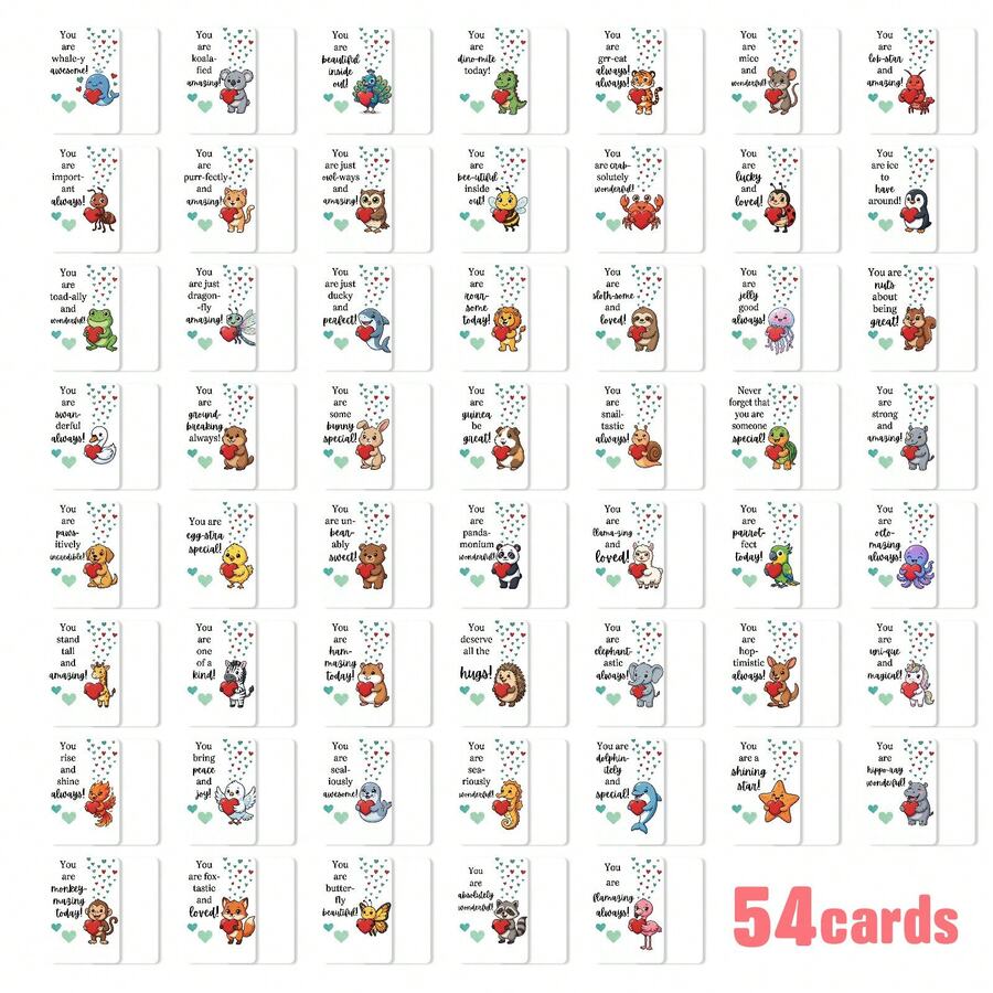 54张全新卡通励志明信片套装，畅销款，简洁鼓舞人心的文字卡片 - RXHB0021 - 查看 1