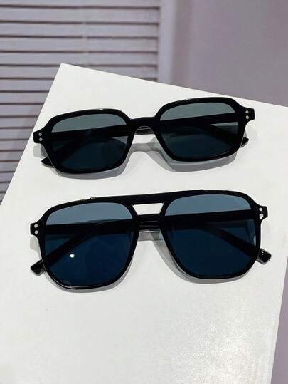 2pcs Women's Fashion Glasses Set, Rivet Decor Casual Versatile For Daily, Party, Street Style, Summer, Business, Dating, Outdoor, Y2K