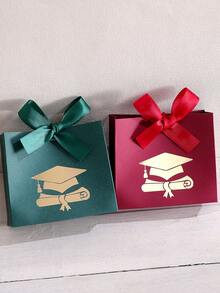 Juego de 3 cajas de regalo de graduación, esquema de colores blanco rojo verde, caja de dulces para fiesta de temporada de graduación, caja de regalo de celebración de graduación 2026 Feliz de ser graduado, caja de almacenamiento de decoración de ceremonia de graduación, opción de regalo exquisita - Ver 4