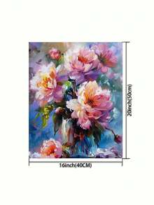 一套DIY无框花卉丙烯数字油画套装，成人手工坊，艺术油画套装，适用于卧室装饰和艺术墙，无需绘画基础，简单有趣的绘画方法，实现您的绘画梦想，沉浸在缤纷多彩的世界中，每一笔都是自我表达，为生活增添浪漫气息，是馈赠亲朋好友的最佳礼物，尺寸：40*50厘米 - 多色 - 查看 2