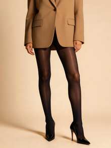 1条黑色马牌油丝连裤袜，闪亮性感紧身，防勾丝，简约设计，适合日常穿着，春夏皆宜，舒适保暖。 - 黑色 - 查看 2