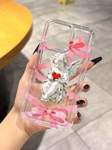 Ốp lưng điện thoại trong suốt chống sốc hình trái tim và nơ dễ thương, tương thích với Apple 17/16/14/13 Pro Max/12 Pro/11/Xr/Xs15plus 15promax và S24/S25/S24ULTRA/A22 5G A33 A54 S20/S10+/S22/A12/A50/A52/S24/A135G, chất liệu TPU. - Nhiều màu - Xem 4