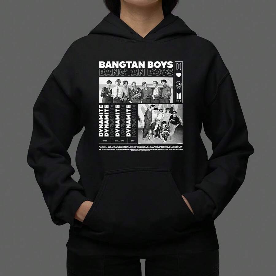 Bangtan Boys Dynamite Music Unisex Kangaroo Hoodie - 黑色 - 查看 1