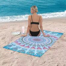 Khăn tắm Mandala, khăn tắm microfiber phong cách hippie bohemian phù hợp cho nữ, khăn du lịch nhanh khô màu cát xanh bohemian, quà tặng tập yoga cho người lớn. - A - Xem 1