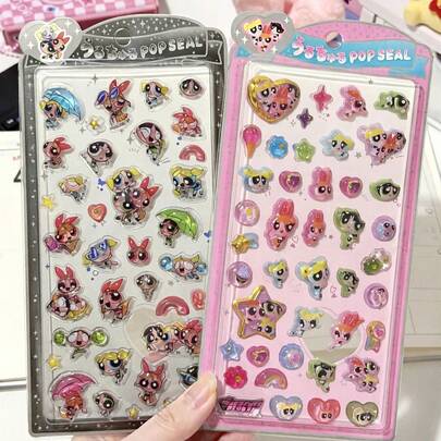 Hasbro 6pcs/Set Cute Cartoon 3D Stereo Stickers, Adorable DIY Craft Decor For Phone, Shiny Fantasy Kawaii Japanese Style Transparent Embossed Creative Stickers, Random Colors And Styles, Gift For Girls