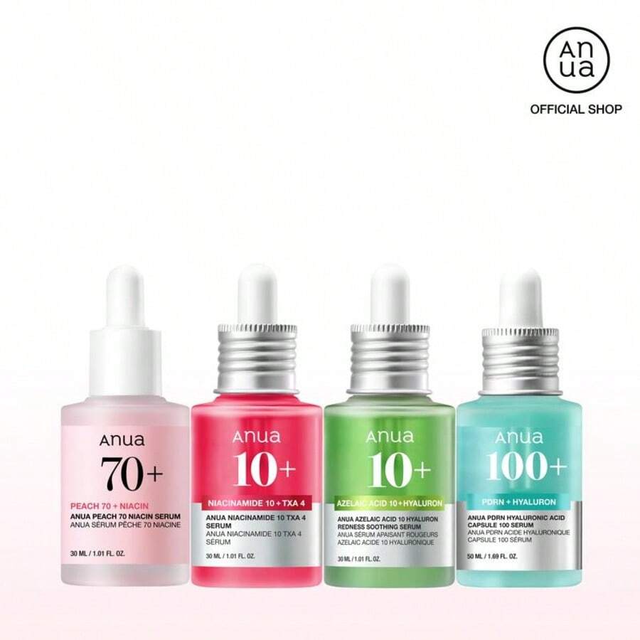 [Auna Official] Mix & Match Serum Set |Discoloration Pink Serum Duo For Brightening, Hyaluron Skin Barrier Duo For Sensitive And Dry Skin & Soothing Care, Power Trio Set For Glass And Glow Skin | Dark Spot Serum, PDRN Serum, Azelaic Serum, Peach Serum - 放 - 查看 1