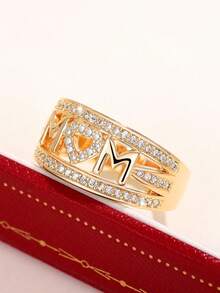 1 PC Fashion Cubic Zirconia Ring For Women For Valentine's Day Gift Wedding Anniversary Party Jewelry - Yellow Gold - View 2