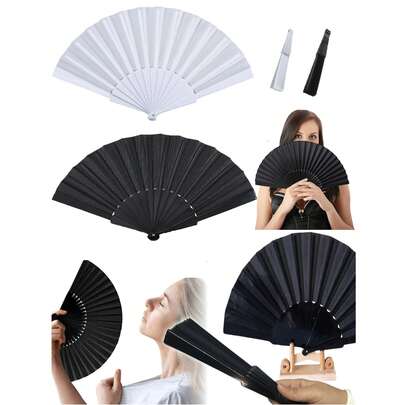 1 chiếc quạt tay xếp đơn giản màu trơn - Quạt cầm tay dành cho nữ kiểu Trung Quốc với nan nhựa, thích hợp cho các bữa tiệc, quà cưới, trang trí nhà cửa, biểu diễn múa, trang trí DIY (Đen, Trắng), lựa chọn mùa xuân hè, quà tặng phù dâu, trang trí phòng ngủ, bãi biển, du lịch, dành cho nam, dành cho nữ, kỳ nghỉ, đồ dễ thương, quà tặng Ngày của Mẹ, trang trí phòng ngủ, sân vườn, trang trí nhà bếp, mùa hè, bãi biển, đồ dùng cần thiết khi đi du lịch, trang trí phòng, đồ chơi mềm, lễ tốt nghiệp.