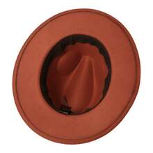 JEWELRYWE Elegant Wide-Brimmed Felt Hats For Men And Women: Soft Felt Hats With Feather Embellishments, Elegant Flat-Brimmed Fedoras - Suitable For Both Casual And Formal - Burgundy - View 4