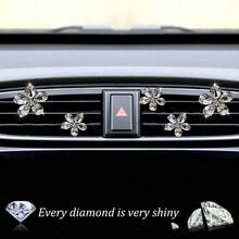 5 piezas Adorno de salida de aire del coche flor de cristal diseño - Blanco - Ver 4