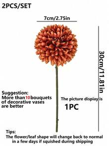 1pcs Artificial Chrysanthemum Flower Balls, Embroidered Flower Balls, Wedding Decor, Home Vase Decor, Dining Room, Living Room, Bedroom, Bridal Bouquet, Wrist Corsage, Boutonniere, Birthday Party Decor, Valentine's Day Gift, Autumn Decor, Back To School Room Decor, School Supplies - 亮橙色 - 查看 3