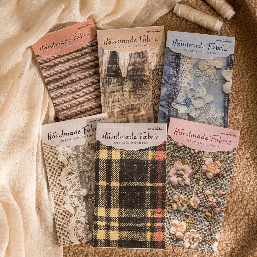 30pcs Vintage Fabric Texture Scrapbooking Papers, Retro DIY Decorative Craft Papers, Holiday Gift, Handmade Collage Material, Personalized Scrapbook Planning Creative School Supplies