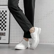 White Brogue Thick-Soled Loafers For Women British Style Lace-Up Leather Shoes Commuter Versatile Flat Shoes 2025 Spring New Style Increased Height Slimming College Style JK Uniform Shoes Daily Commuter Casual Shoes Comfortable Soft Sole - White - View 6