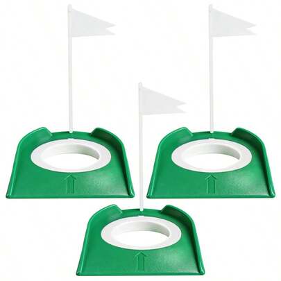  FINGER TEN 高尔夫推杆杯带旗子超值3件装，便携耐用，杯身带有全方位标准练习孔，提升推杆技巧的必备配件