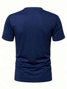 GRDR Men's Fashionable Printed Round Neck Short Sleeve T-Shirt, Suitable For Outdoor Casual Wear - Navy Blue - View 4