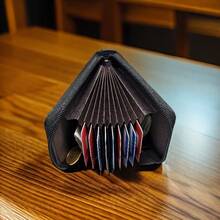 11-Slot RFID-Blocking Zippered Card Holder Wallet, Slim Multifunctional PU Leather Card Case With Compartments For Business Cards, Passports And Cash, Waterproof - Multicolor - View 12
