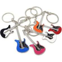 6pcs Mixed Alloy Guitar Keychain | Cute Bass And Electric Guitar Keyring - Instrument Key Holder For Music Lovers, Cool And Handsome Style - Old Gold - View 5