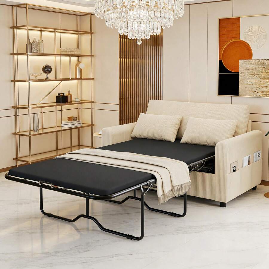 Futons - Beige + Corduroy + 2 Seat - View 1