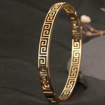 سوار من الفولاذ المقاوم للصدأ مطلي بالذهب عيار 18 قيراط، موضة عتيقة، مناسب للاستخدام اليومي للرجال، الحفلات، هدايا المناسبات