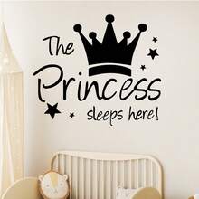 1pc The Princess Sleeps Here English And Crown Wall Sticker - For Living Room And Bedroom Wall Decal- PVC Material Self-Adhesive And Removeable Wall Stickers-Size 11.8*11.8inch - One Piece In Multiple Colors - View 10