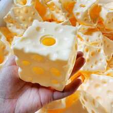 1pc Extra Large Square Cheese & Cheese Crust Slow Rebound Toy, Soft And Fluffy Realistic Bread Texture, TPR Outer Shell, Suitable As Birthday, Christmas, Halloween, Easter Gift (Hollow Inside) - Multicolor - View 13